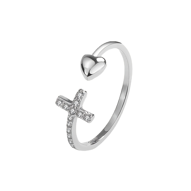 Cross-Shaped Heart Adjustable Open Finger Jewelry, Elegant Gift